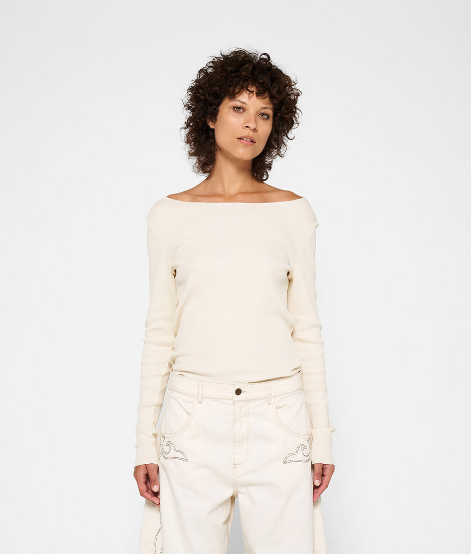 soft rib boatneck tee | cream