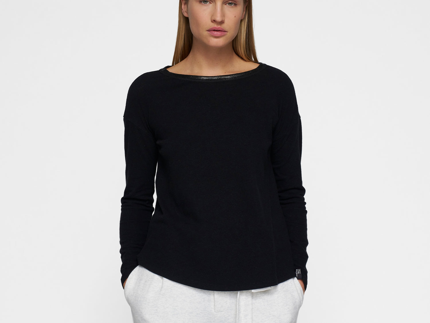 long sleeve tee linen | black