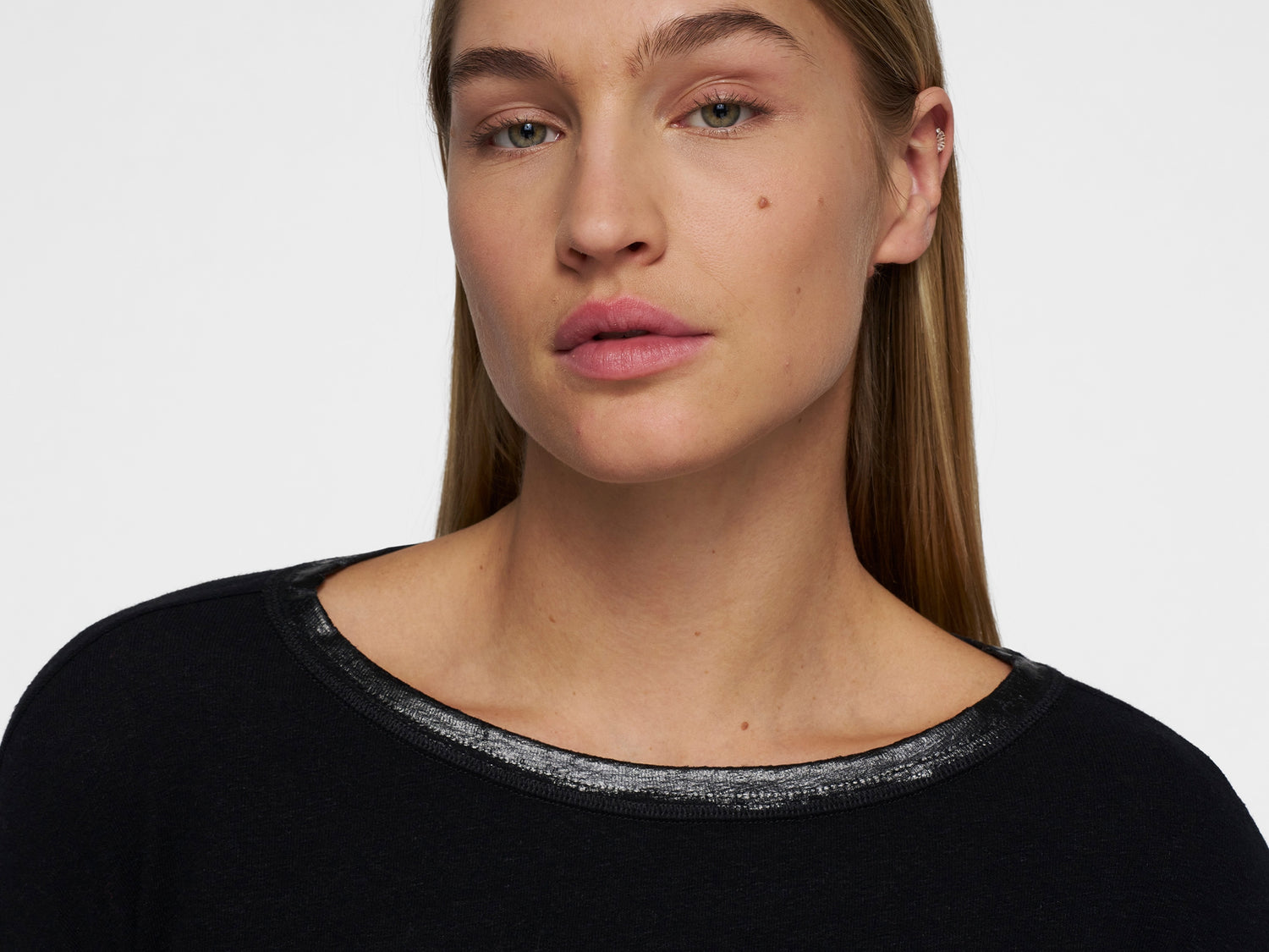 long sleeve tee linen | black