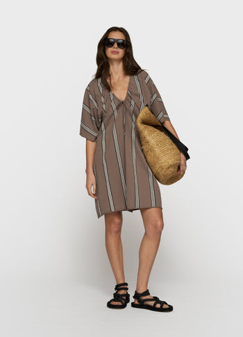 fleece tunic stripes | moonrock