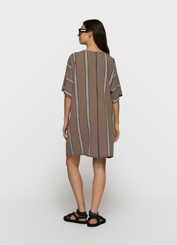 fleece tunic stripes | moonrock