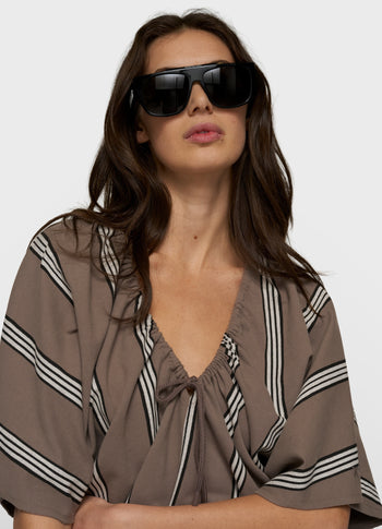 fleece tunic stripes | moonrock