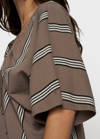 fleece tunic stripes | moonrock