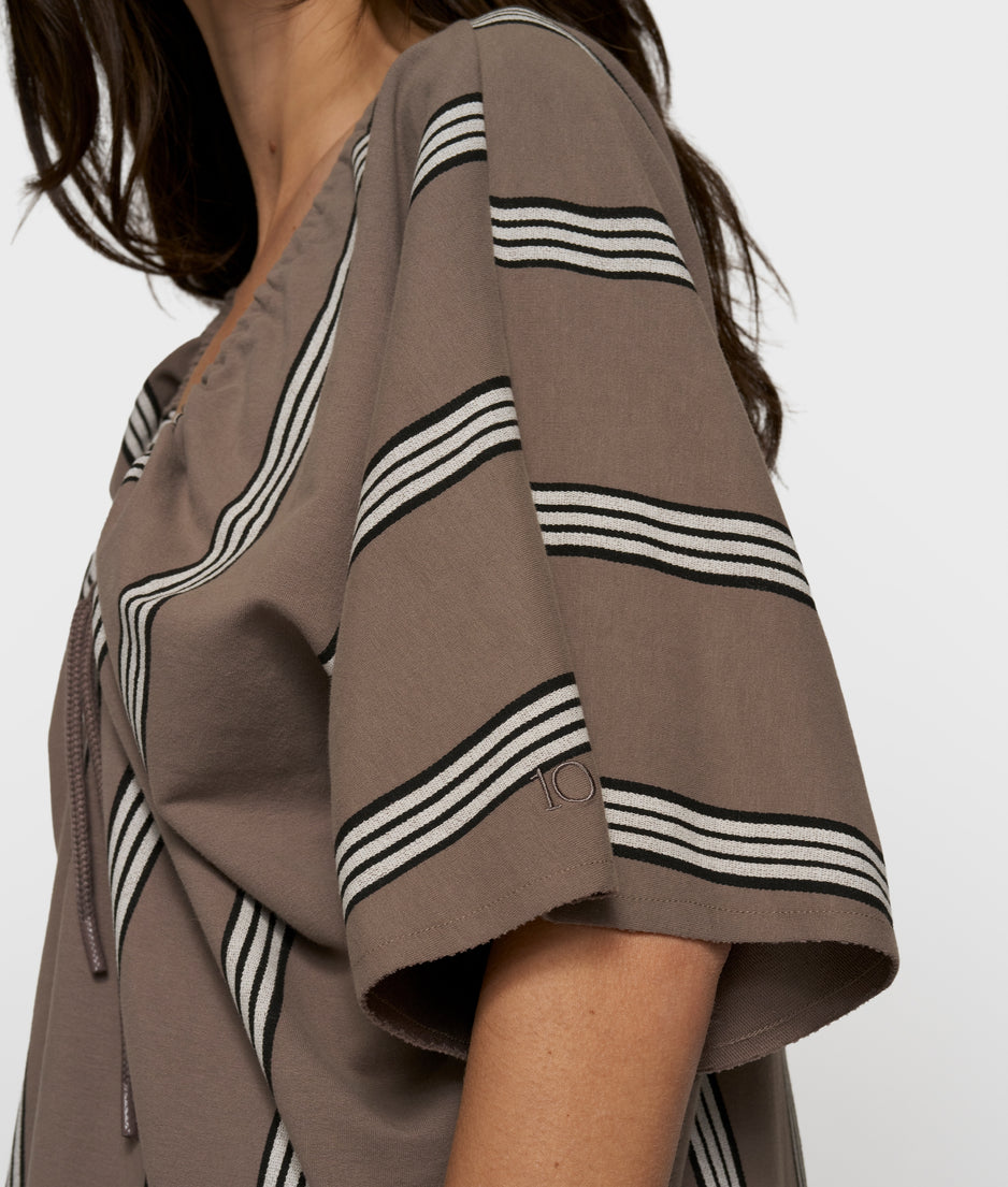 fleece tunic stripes | moonrock