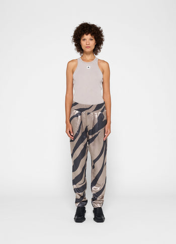 satin pants zebra | warm taupe