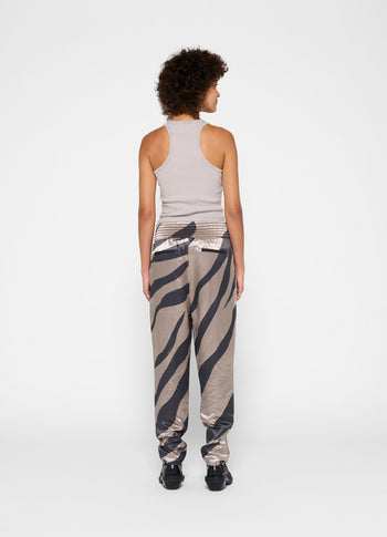 satin pants zebra | warm taupe
