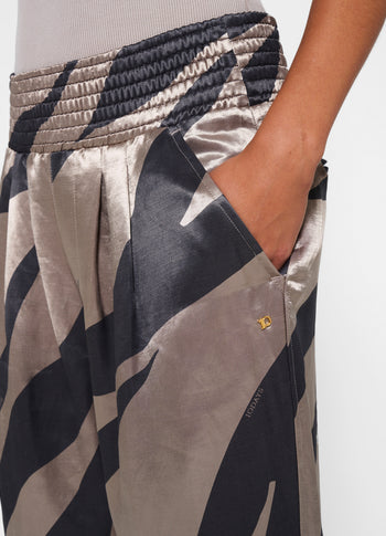 satin pants zebra | warm taupe