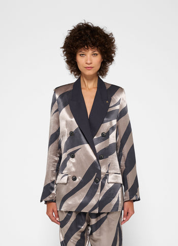 satin blazer zebra | warm taupe