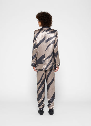 satin blazer zebra | warm taupe