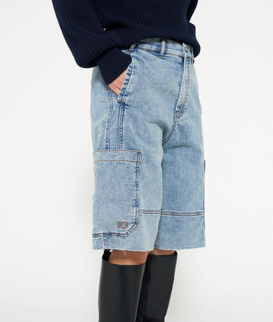 soft denim workwear bermuda | night sky