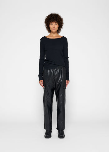 soft rib boatneck tee | black