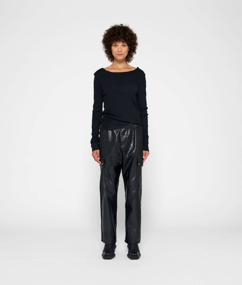 soft rib boatneck tee | black