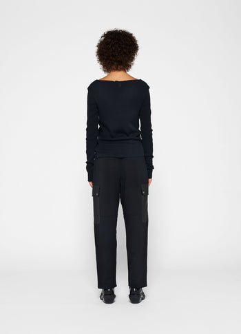 soft rib boatneck tee | black