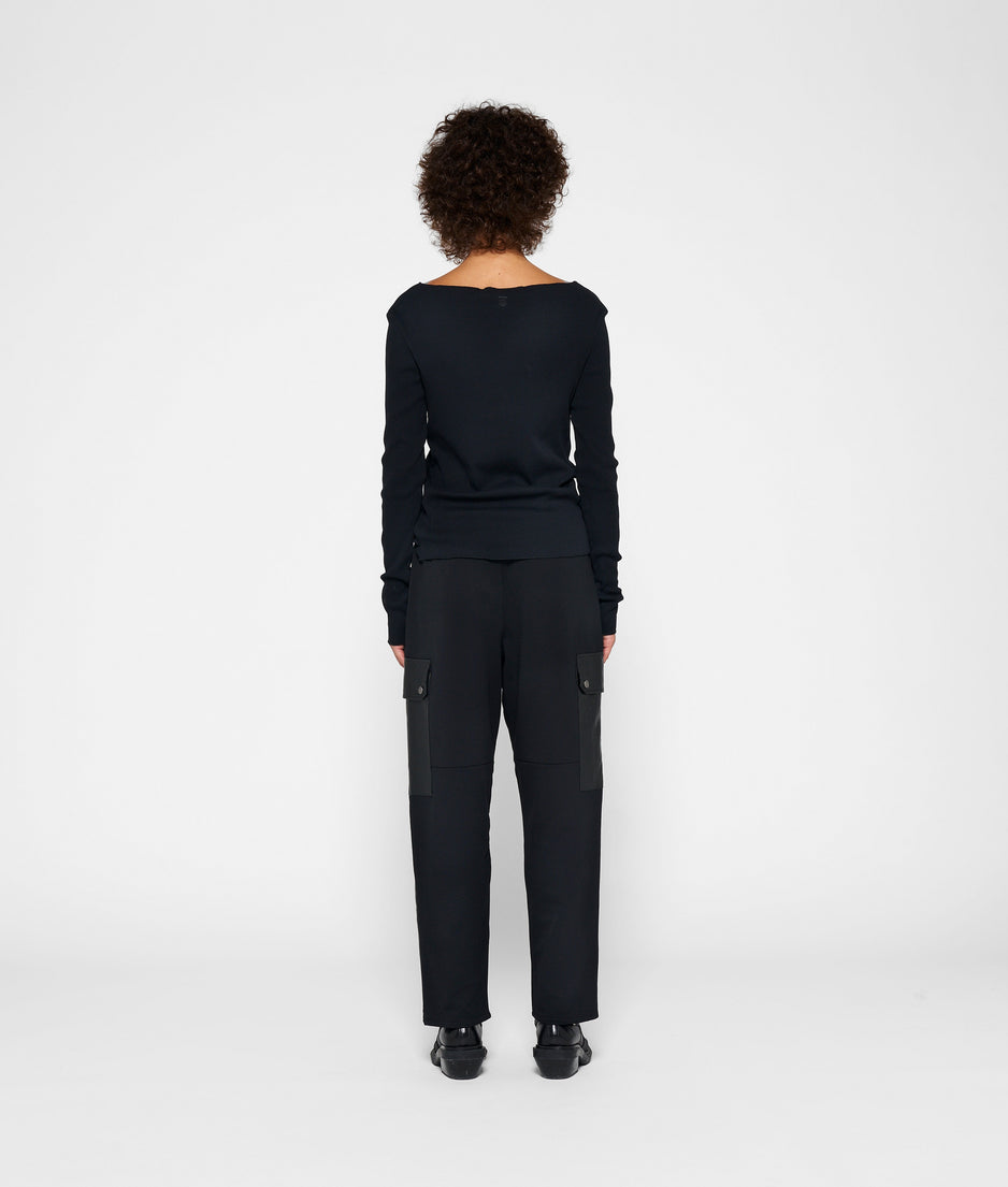 soft rib boatneck tee | black