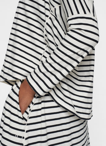 long sleeve tee stripes | ecru/black