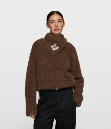 hairy knit sweater pleats | dark truffle