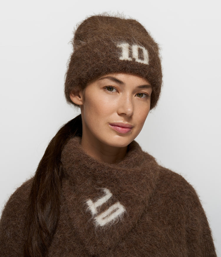 hairy knit beanie | dark truffle