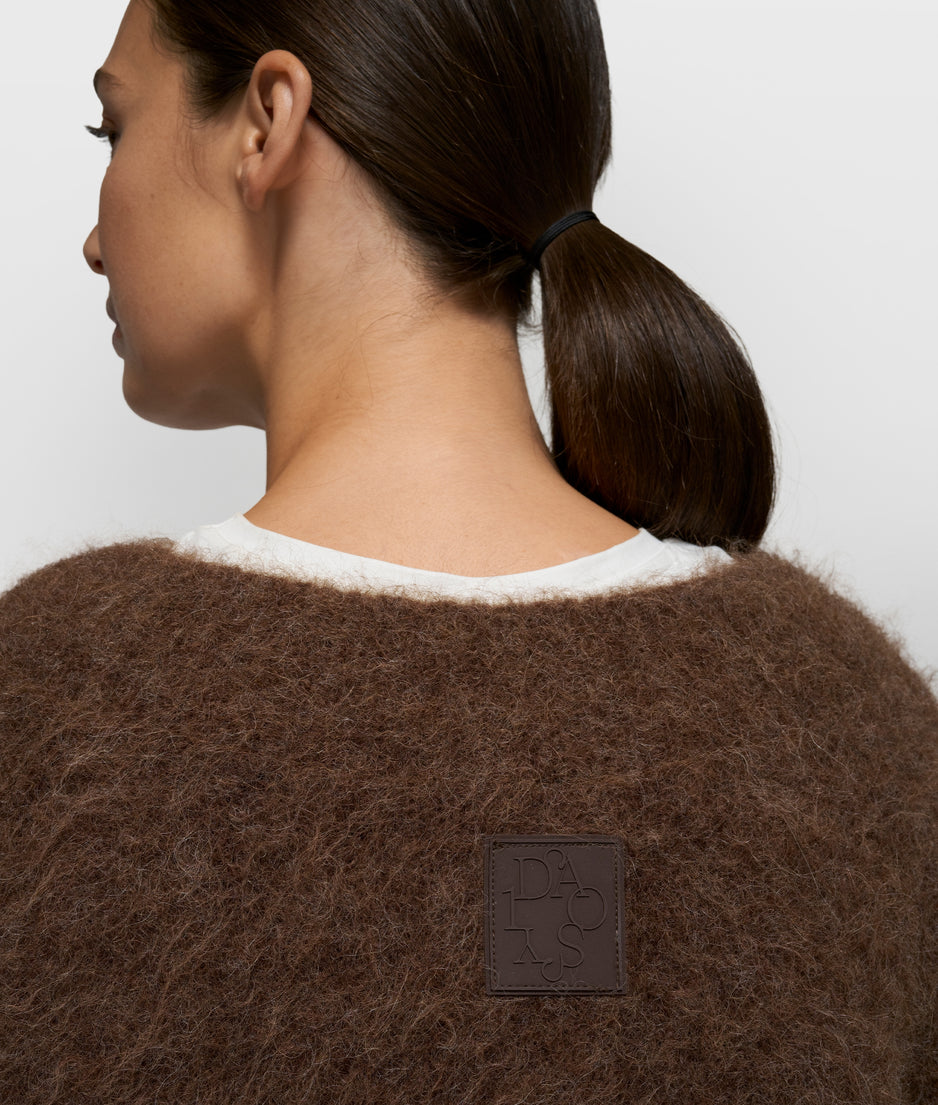 hairy knit sweater pleats | dark truffle