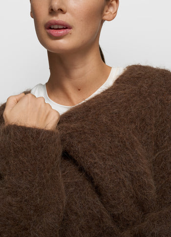 hairy knit sweater pleats | dark truffle