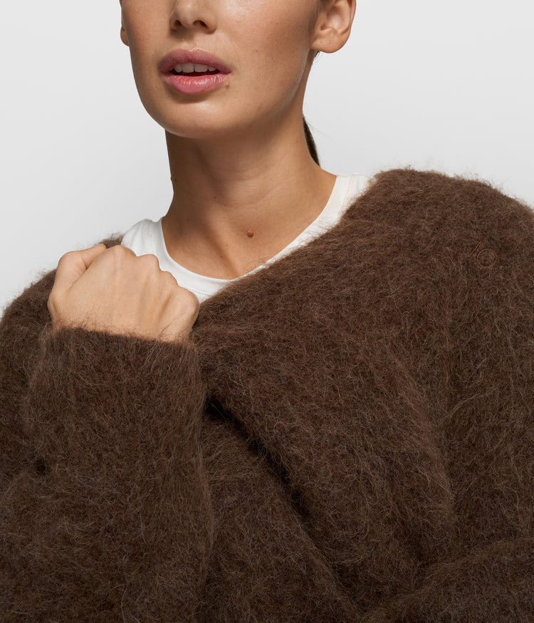 hairy knit sweater pleats | dark truffle
