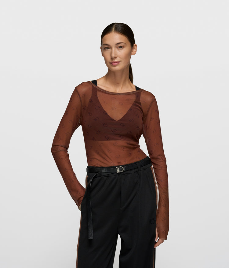 mesh long sleeve monogram | dark truffle