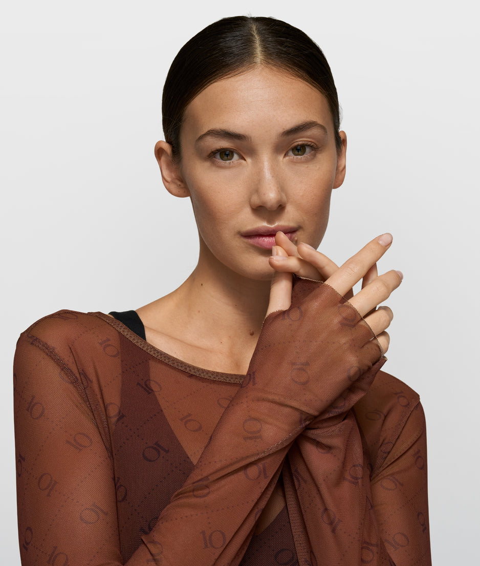 mesh long sleeve monogram | dark truffle