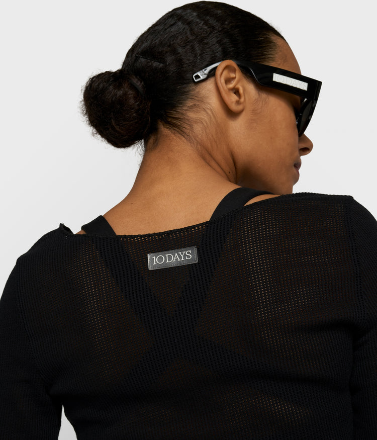 long sleeve tee mesh | black