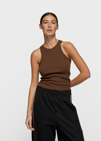 tank top pearls | dark truffle