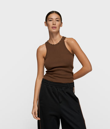 tank top pearls | dark truffle