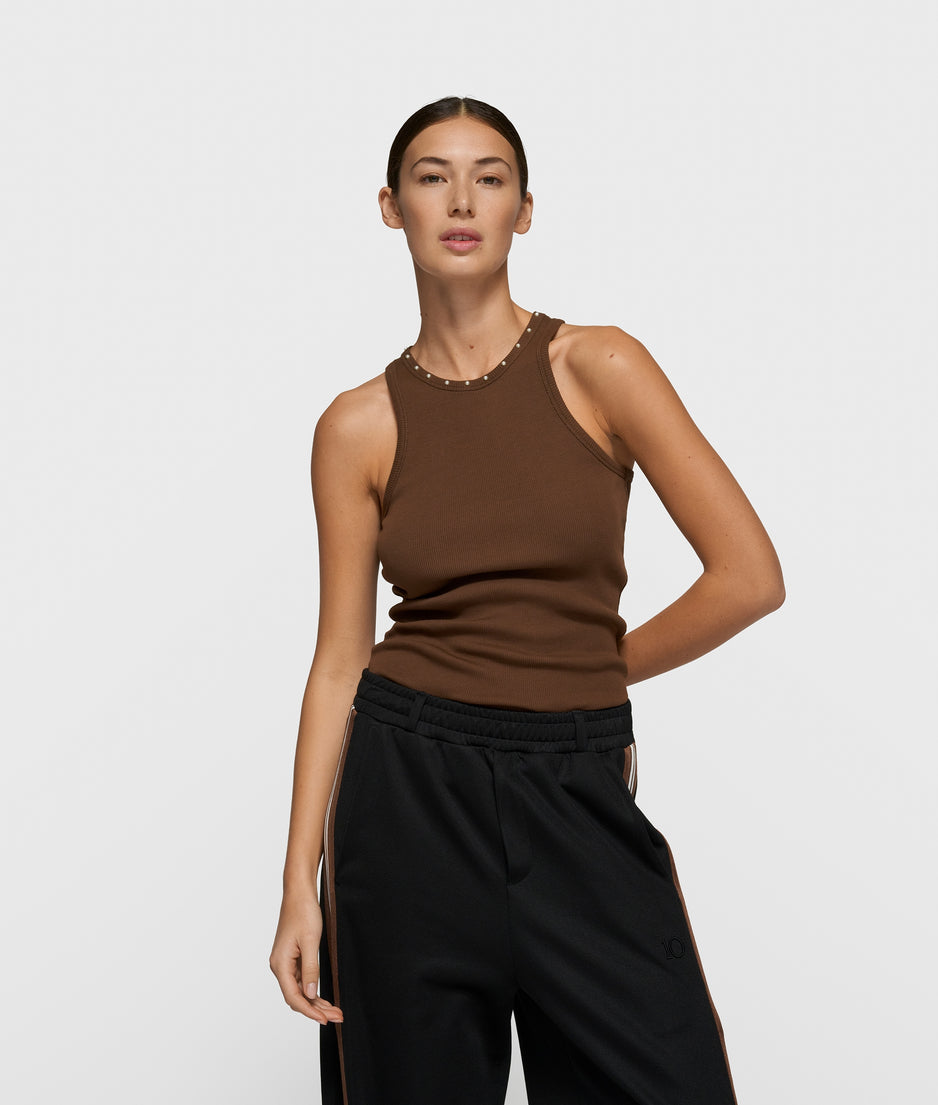 tank top pearls | dark truffle