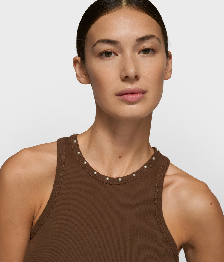 tank top pearls | dark truffle