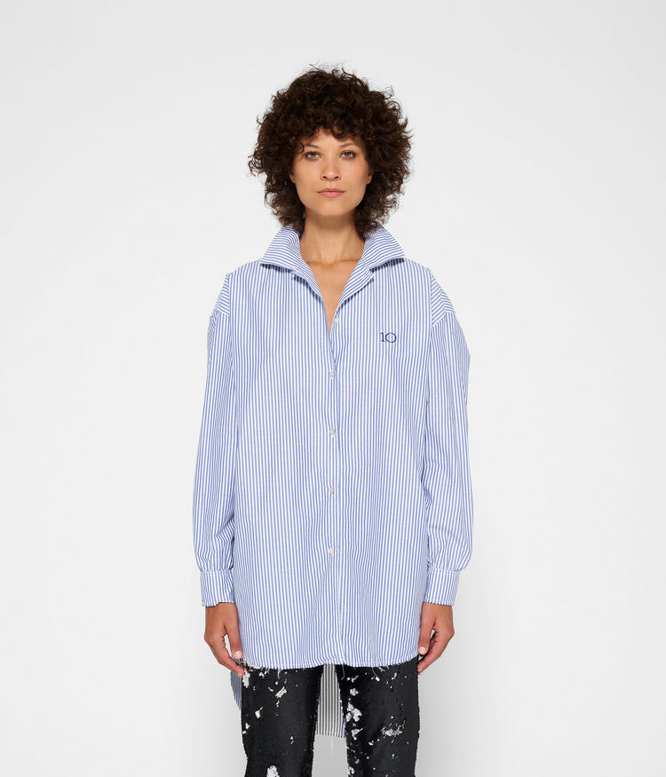 oversized shirt stripes | white/blue