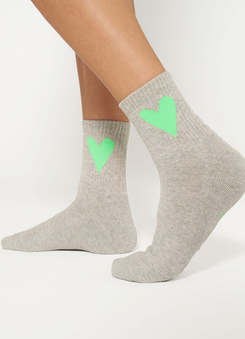 short socks heart | light grey melee