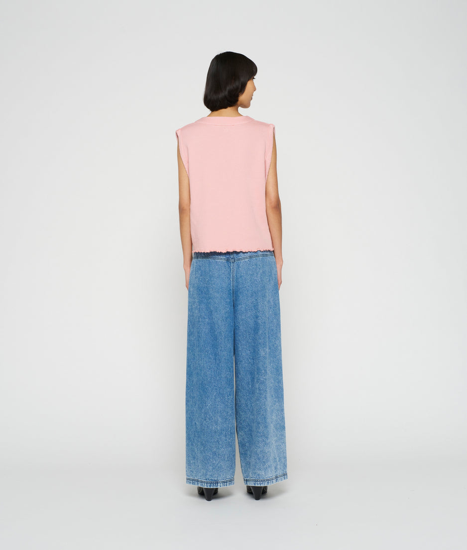 v-neck top fleece | dusty peach