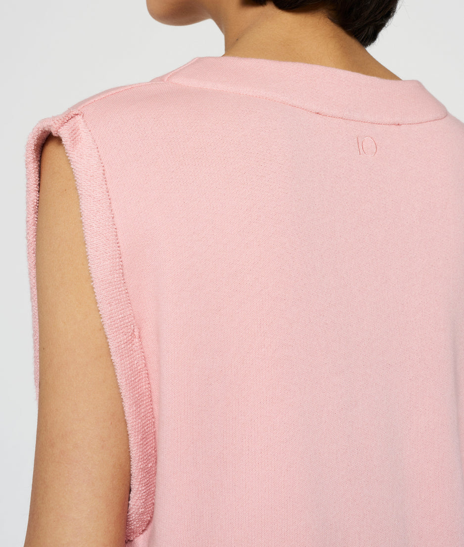 v-neck top fleece | dusty peach