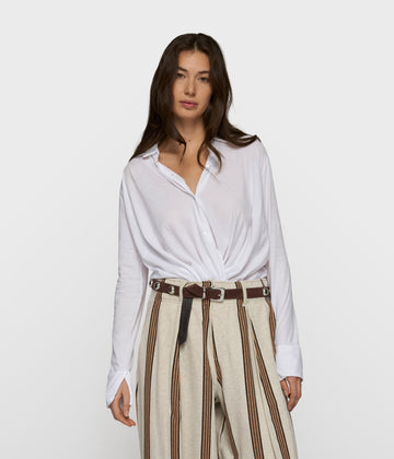wrap blouse | white