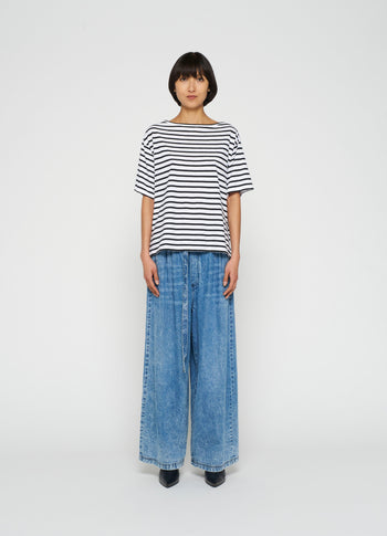 jersey tee stripe | ecru/black
