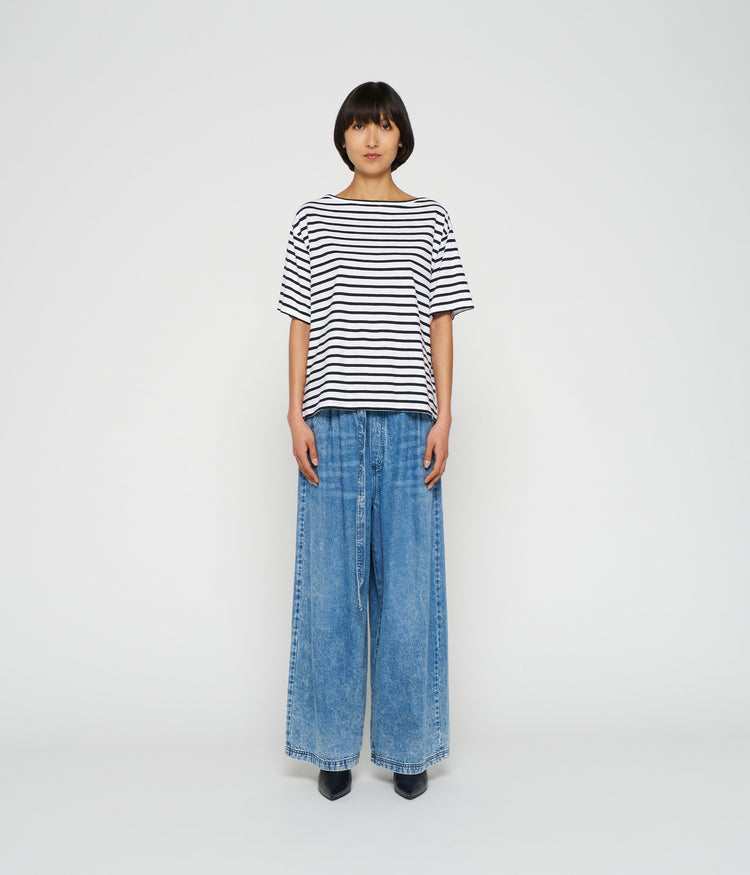 jersey tee stripe | ecru/black