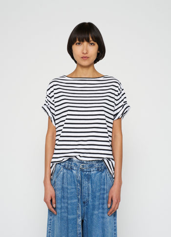 jersey tee stripe | ecru/black