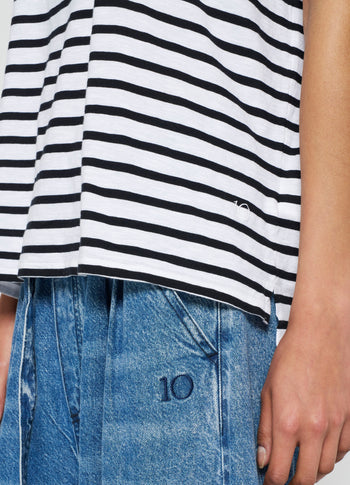 jersey tee stripe | ecru/black