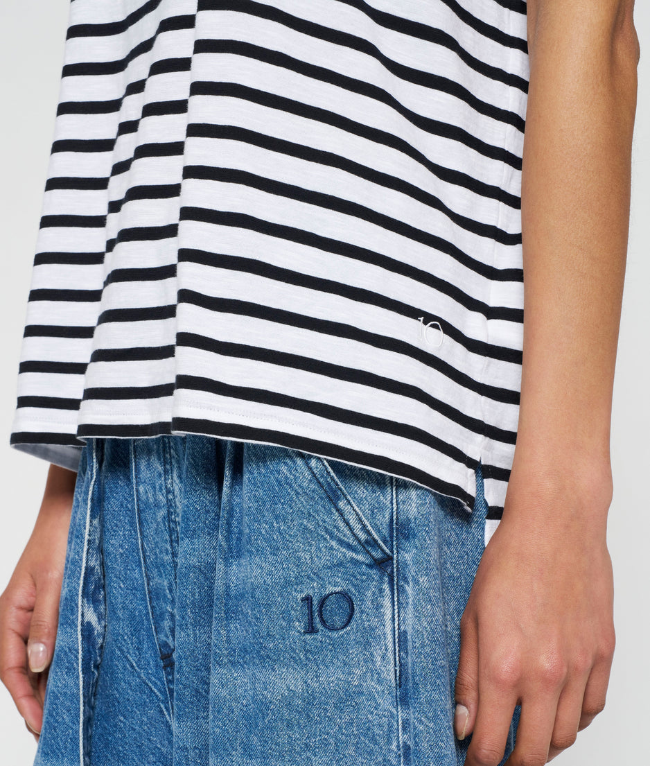 jersey tee stripe | ecru/black