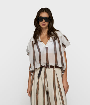 a-line top stripes | ecru