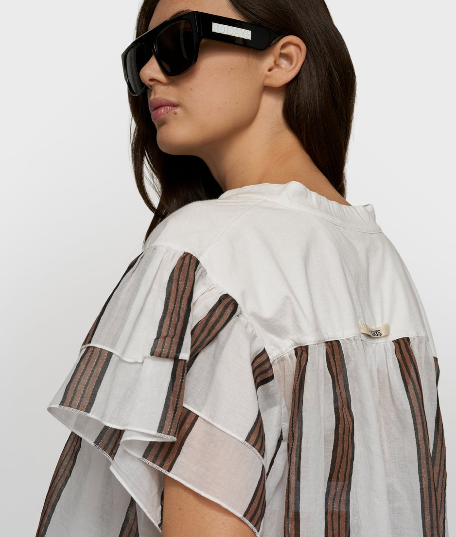 a-line top stripes | ecru