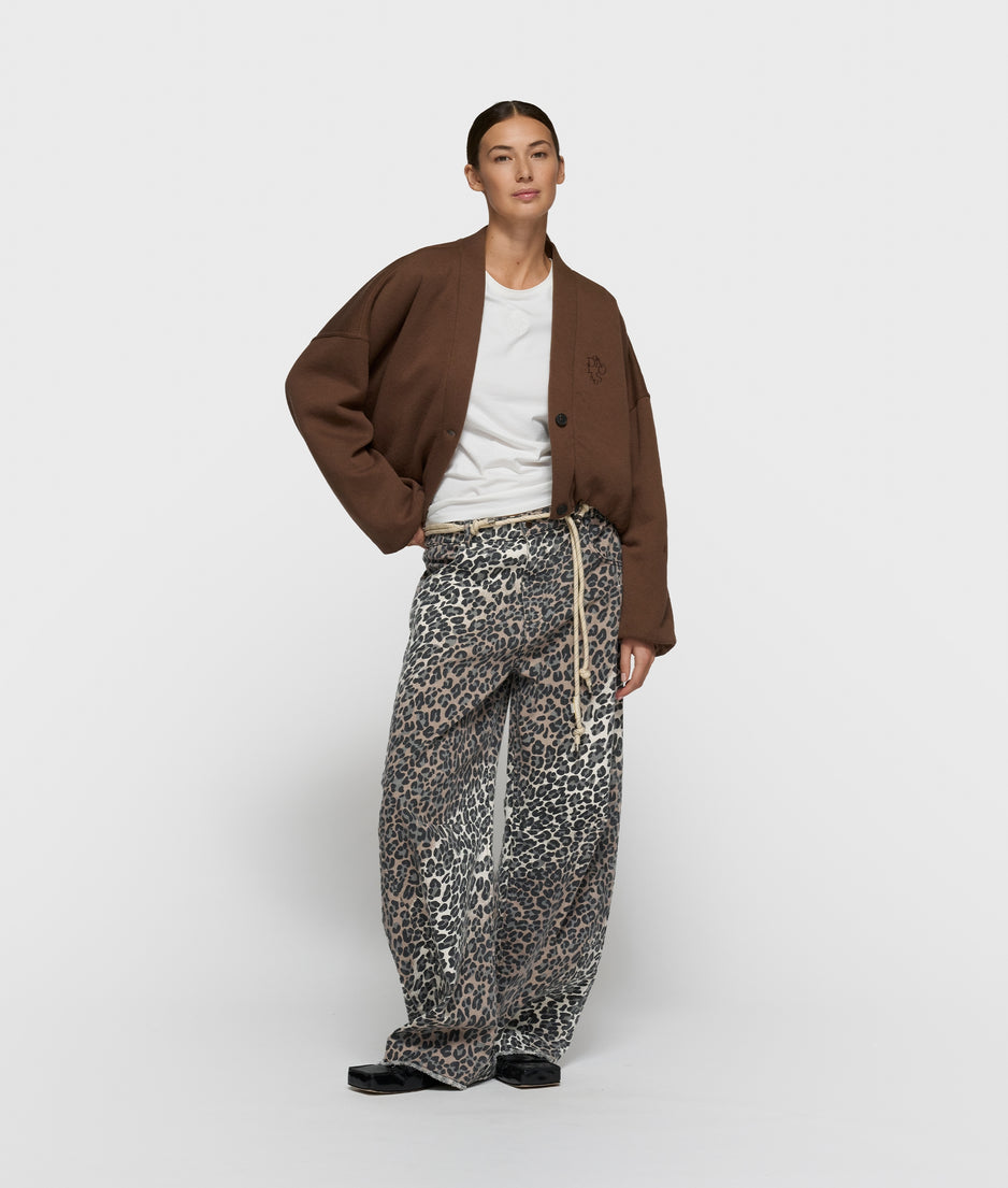 western pants leopard | ecru