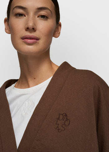 cropped baseball cardigan | dark truffle