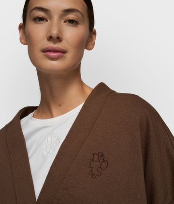 cropped baseball cardigan | dark truffle