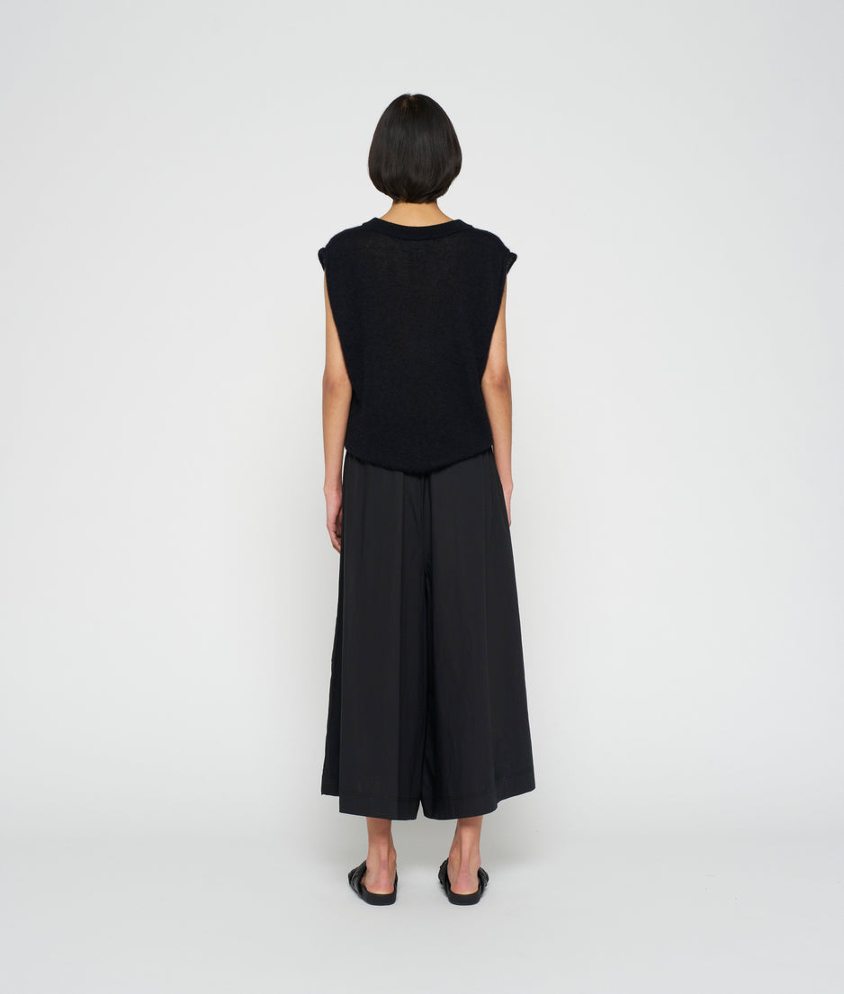 wide pants poplin | black