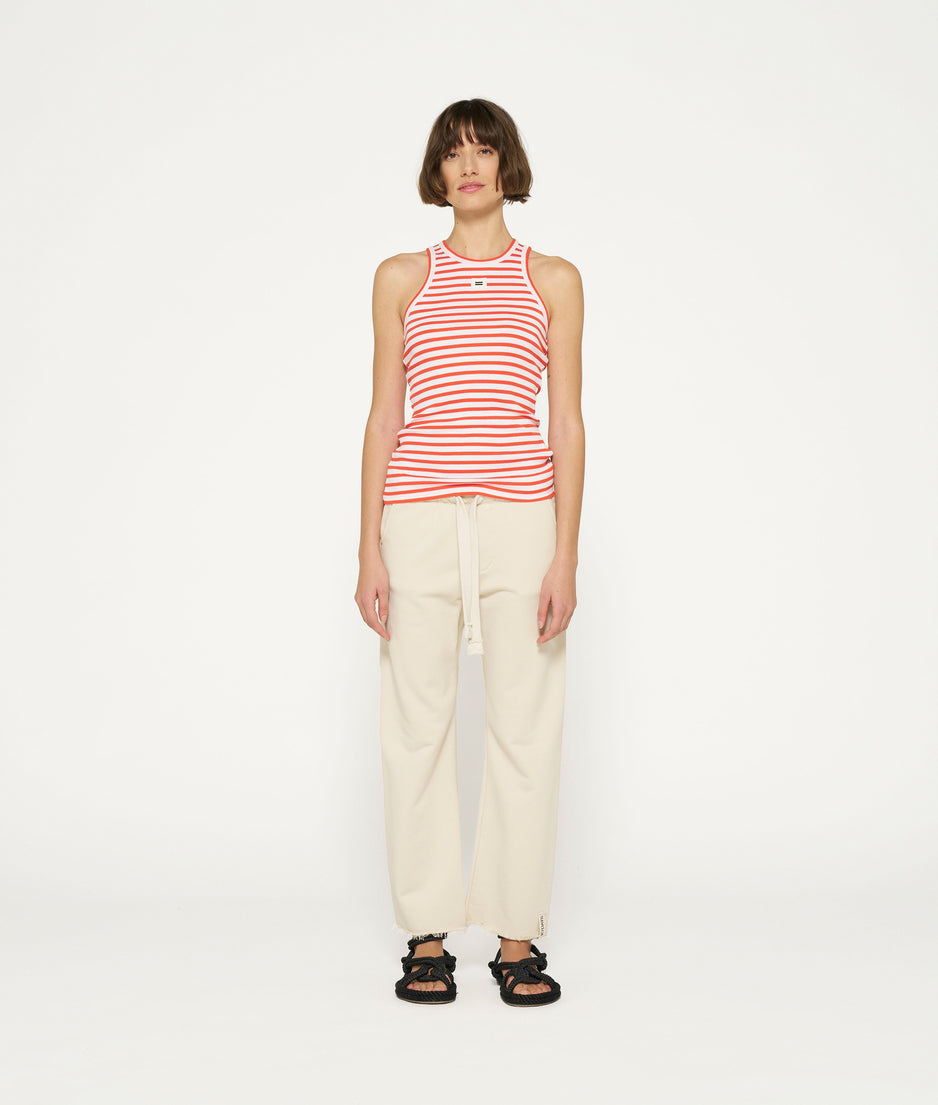 tank top rib stripes | white/poppy red