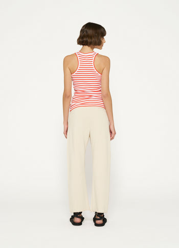 tank top rib stripes | white/poppy red