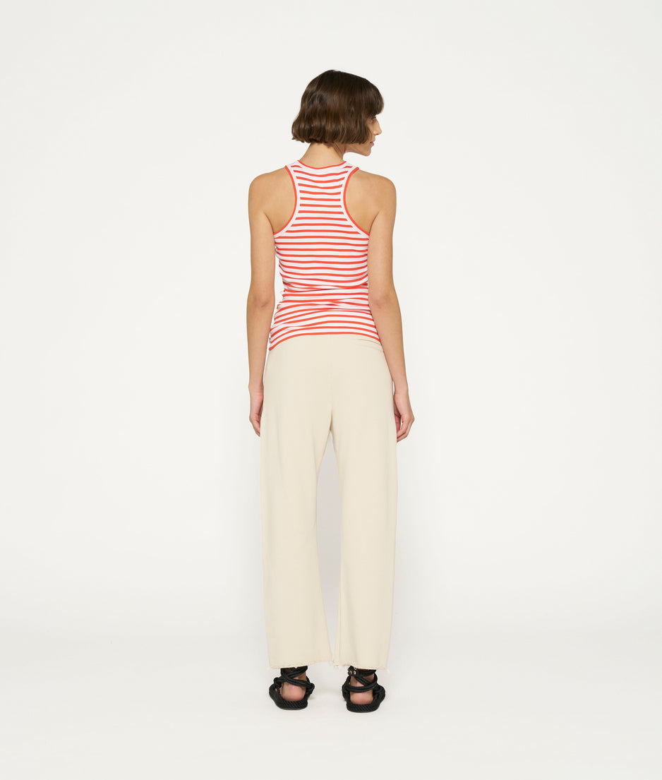 tank top rib stripes | white/poppy red